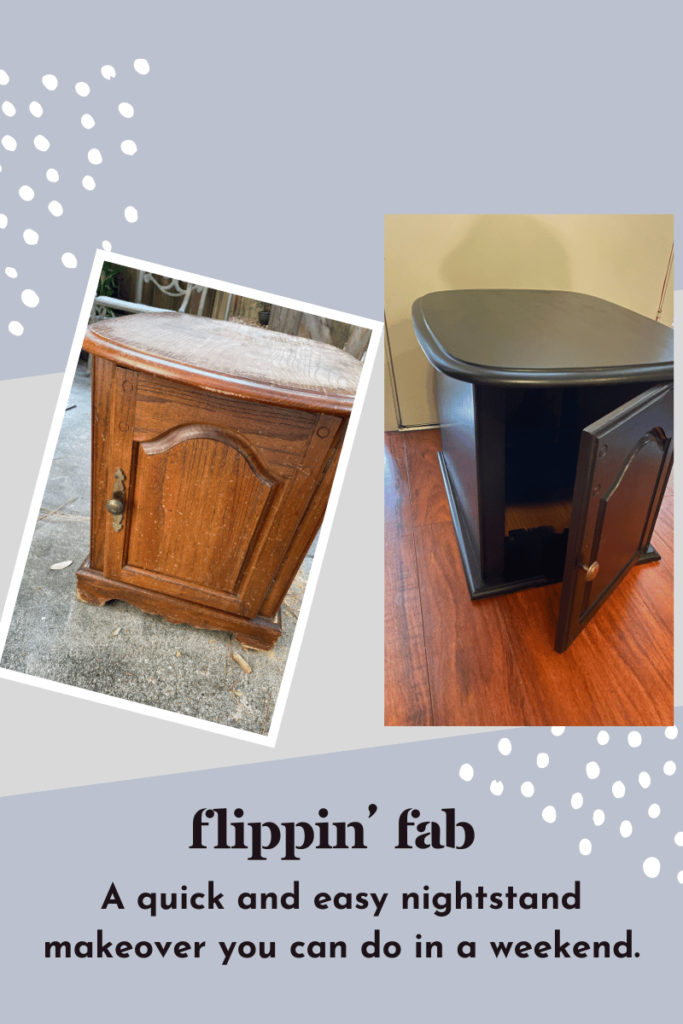 Dated Brown Nightstand, repainted easy furniture makeover into black painted nightstand