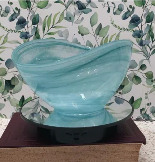 Blue Swirl Art Glass Bowl