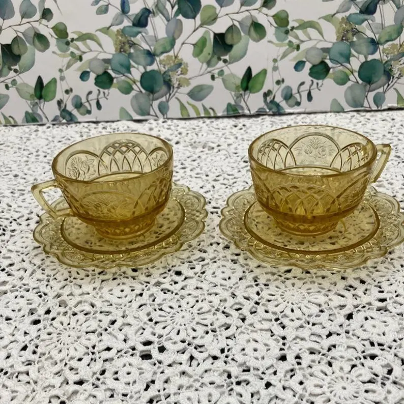 Vintage Mayfair Yellow Glass Cups
