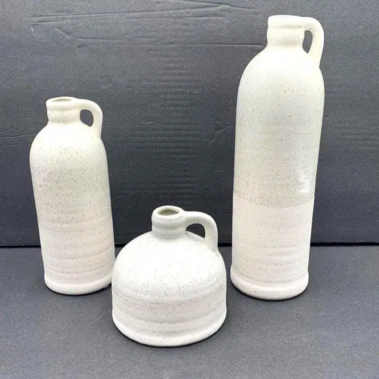 Sullivans White Ceramic Modern Farmhouse Distressed Jugs