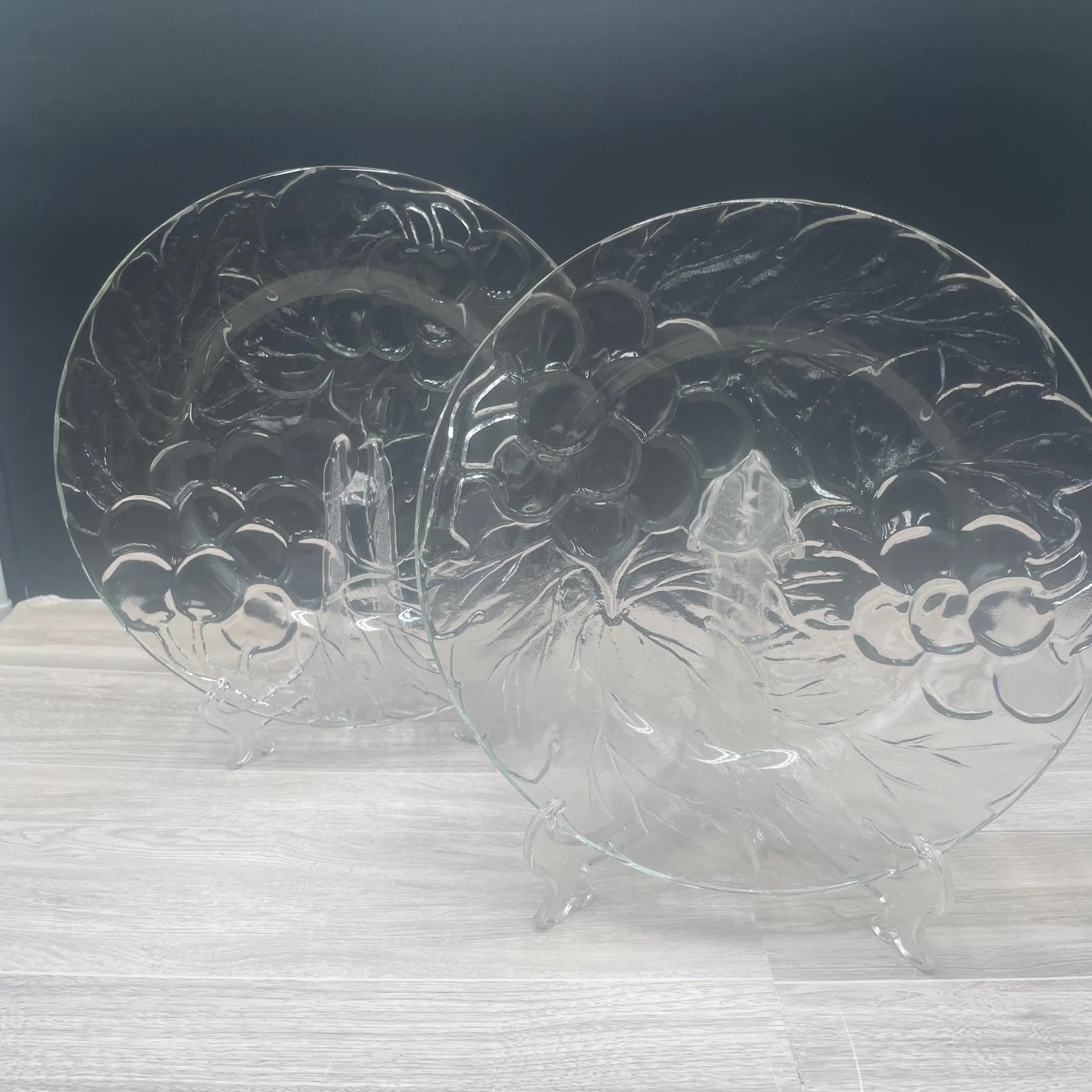 Vintage Grape Cluster Textured Glass Plates
