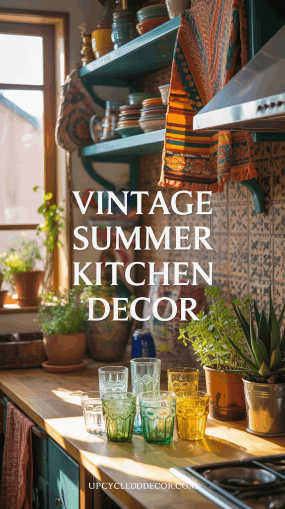 vintage summer kitchen decor idea for bohemian kitchen