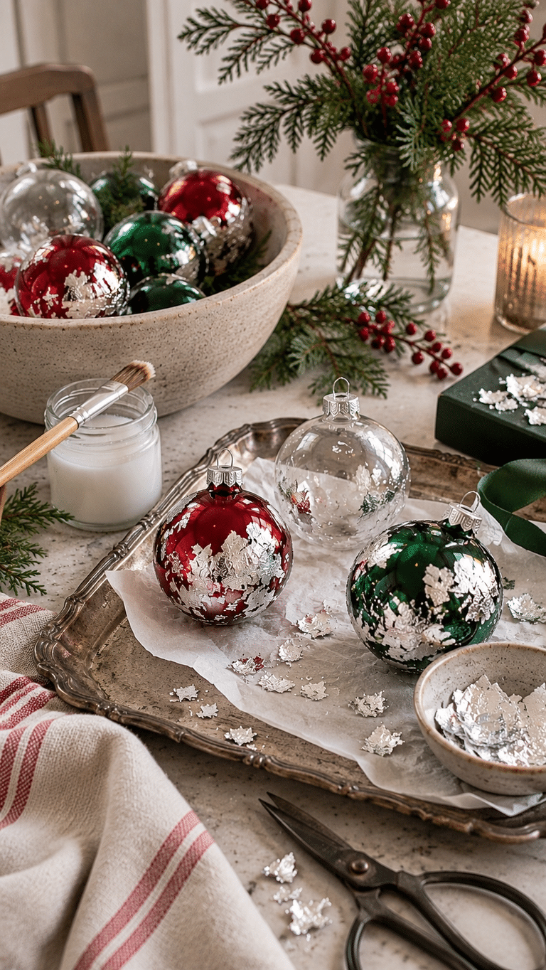 DIY Ornaments: Silver Leaf Glass Ball Ornaments and 10 Ways to Style Them