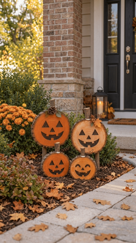 Fall DIY Decor: Painted Wood Slice Pumpkins